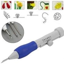 Kit 7 Peças Bordados Ponto Cruz Costura Caneta Agulha Estojo