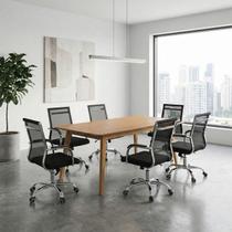 Kit 7 Peças com Mesa de Reunião e 6 Cadeiras de Escritório Diretor Roma Espresso Móveis Kit 7 Peças com Mesa de Reunião e 6 Cadeiras de Escritório Diretor Roma Espresso Móveis