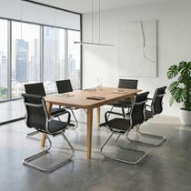 Kit 7 Peças com Mesa de Reunião e 6 Cadeiras Fixa Esteirinha material sintético Espresso Móveis Marrom/Freijo/Preto Kit 7 Peças com Mesa de Reunião e 6 Cadeiras Fixa Esteirinha material sintético Espresso Móveis Marrom/Freijo/Preto
