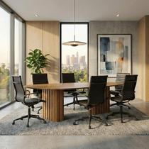 Kit 7 Peças com Mesa de Reunião e 6 Cadeiras Sevilha Espresso Móveis Marrom/Freijo/Preto Kit 7 Peças com Mesa de Reunião e 6 Cadeiras Sevilha Espresso Móveis Marrom/Freijo/Preto