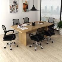 Kit 7 Peças com Uma Mesa de Reunião e 6 Cadeiras de Escritório Tela Mesh Espresso Móveis Marrom/Amêndoa/Preto Kit 7 Peças com Uma Mesa de Reunião e 6 Cadeiras de Escritório Tela Mesh Espresso Móveis Marrom/Amêndoa/Preto