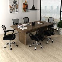 Kit 7 Peças com Uma Mesa de Reunião e 6 Cadeiras de Escritório Tela Mesh Espresso Móveis Kit 7 Peças com Uma Mesa de Reunião e 6 Cadeiras de Escritório Tela Mesh Espresso Móveis
