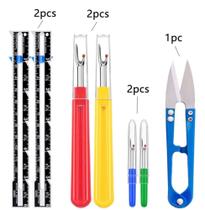 Kit 7 Peças Ferramentas De Costura Bordados Régua Tesoura