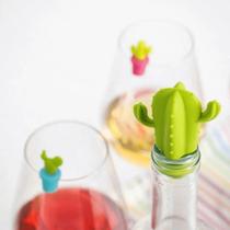 Kit 7 Peças Marcadores De Silicone Para Taças E Copos Cactos