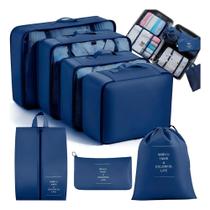 Kit 7 Peças Necessaire Organizadores Cor:Azul Marinho - GXM