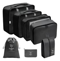 Kit 7 Peças Organizadores De Mala Necessaire Viagem Preta