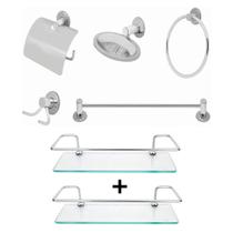 Kit 7 peças para banheiro - combo para banheiro - kit inox para lavatorio