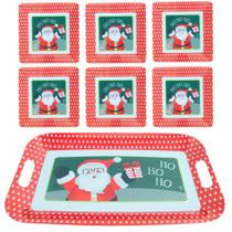 Kit 7 Peças Para Entradas / Sobremesas Natalinas Ho Ho Ho Melamina (Material Sintético)