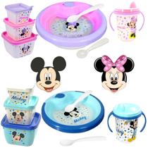 Kit 7 Peças Prato Térmico Copo Pote Bebe Alimentação Infantil Mickey Minnie - Plasútil