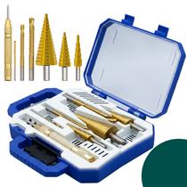 Kit 7 Peças Profissional De Brocas Escalonadas De Aço Titânio Jogo De 4mm A 32mm Top