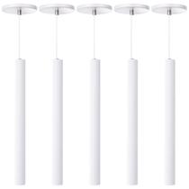 Kit 7 Pendente Luminária Tubo Branco 40 Cm