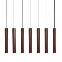 Kit 7 Pendente Luminária Tubo Marrom 30 Cm