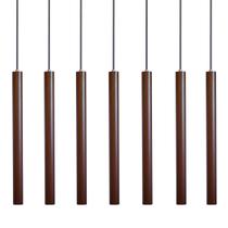 Kit 7 Pendente Luminária Tubo Marrom 50 Cm
