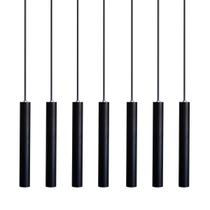 Kit 7 Pendente Luminária Tubo Preto 30 Cm