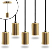 Kit 7 Pendente Soquete Copinho E27 Dourado Kit 7 Pendente Soquete Copinho E27 Dourado