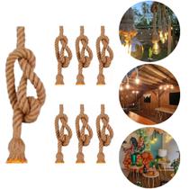 Kit 7 Pendentes Corda Rústico Premium Decoração Criativa para Casas de Campo e Chalés