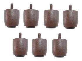 Kit 7 Pés para Cama Box Baú Casal JR Marrom 4cm altura madeira maciça