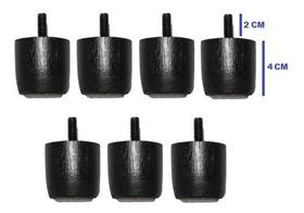 Kit 7 Pés Para Cama Box Baú Casal JR Preto Altura 4cm Madeira Maciça