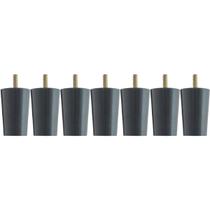 Kit 7 Pés Para Cama Box Casal Pezinhos 6cm Preto em Madeira