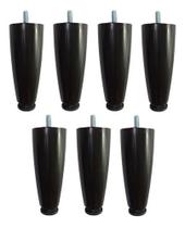 Kit 7 Pés Para Cama Box ou Baú Juvene Preto 12cm Com Regulagem