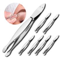 KIT 7 Pinça Ponta Reta para Sobrancelha Depilatoria Pelos
