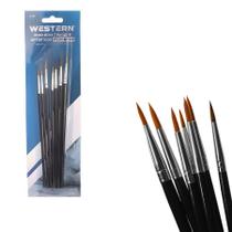 Kit 7 Pincéis De Pintura Artísticos Western Artesanato Aquarela Guache Escolar P-17 Kit 7 Pincéis De Pintura Artísticos Western Artesanato Aquarela Guache Escolar P-17