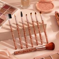 Kit 7 Pinceis Maquiagem Cabo Brilhante Rosa Kit 7 Pinceis Maquiagem Cabo Brilhante Rosa