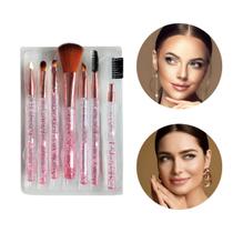 Kit 7 Pinceis Maquiagem Profissional Escova Blush Sobrancelha