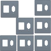 Kit 7 Placa 4x4 Cinza 1 Tomada hexagonal + 3 Teclas Pial