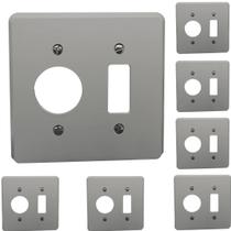 Kit 7 Placa Espelho 4x4 Cinza 1 Posto Redondo + 1 Tecla