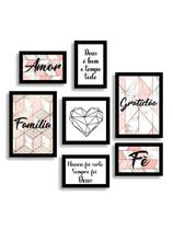 Kit 7 Placas Quadros Decorativos Amor Gratidão Familia Fé