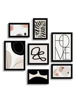 Kit 7 Placas Quadros Decorativos Sala de Jantar Home Abstrato Vibrante