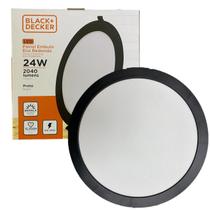 Kit 7 Plafon Redondo Embutir Preto 24w Branco Frio 6500k