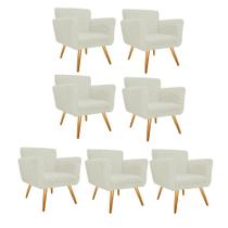 Kit 7 Poltronas Cadeira Decorativa Cloe Pé Palito Para Sala de Estar Recepção Escritório Corinho Branco - Damaffê Móveis