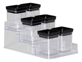 Kit 7 Porta Temperos Lumini Black Organizador Decorativo Kit 7 Porta Temperos Lumini Black Organizador Decorativo