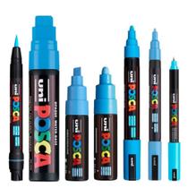 KIT 7 Posca Cor Azul-Claro PC-1MR.3M.5M.7M.8K.17K.PCF-350