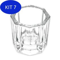 Kit 7 Pote Copo Dappen Vidro Mistura Pó Liquido Monomer