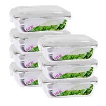 Kit 7 Pote de Vidro 640ml Marmita Tampa Hermética 4 Travas