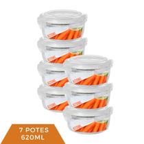 kit 7 Pote de Vidro Hermético 4 Travas Redondo 620ml Marmita kit 7 Pote de Vidro Hermético 4 Travas Redondo 620ml Marmita