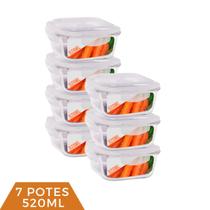Kit 7 Pote de Vidro Hermético Mantimento Tampa 4 Travas 520ml Kit 7 Pote de Vidro Hermético Mantimento Tampa 4 Travas 520ml