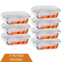 Kit 7 Pote Vidro 1520ML Vai ao Forno Microondas Retan c/Tampa Kit 7 Pote Vidro 1520ML Vai ao Forno Microondas Retan c/Tampa