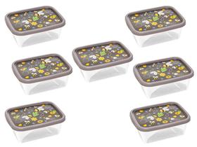 Kit 7 Potes 750Ml Para Marmitas Dietas Freezer e Microondas