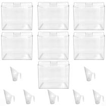Kit 7 Potes Acrílico Quadrado com Tampa 3,3l+ Conchas 100ml