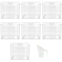 Kit 7 Potes Acrílico Quadrado com Tampa 3,3l + Conchas 300ml