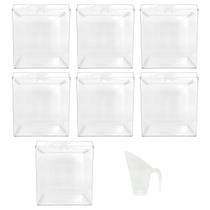 Kit 7 Potes Acrílico Quadrado com Tampa 7,4l + Conchas 600ml Kit 7 Potes Acrílico Quadrado com Tampa 7,4l + Conchas 600ml
