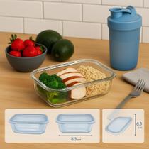 Kit 7 Potes de Vidro Hermético 640ml Tampa Cinza Marmita