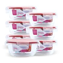 Kit 7 Potes de Vidro Redondo com Tampa Hermética 400ml