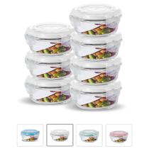 KIT 7 Potes de Vidro Redondo com Tampa Hermética 400ml