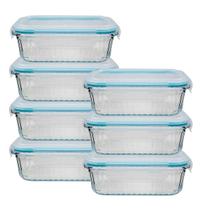 Kit 7 Potes Hermético 370ML Vidro Marmita/Lancheira Frutas Fit Kit 7 Potes Hermético 370ML Vidro Marmita/Lancheira Frutas Fit