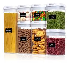 Kit 7 Potes Hermético De Acrílico Armazenar Organizador Grãos Cereais Multiuso
